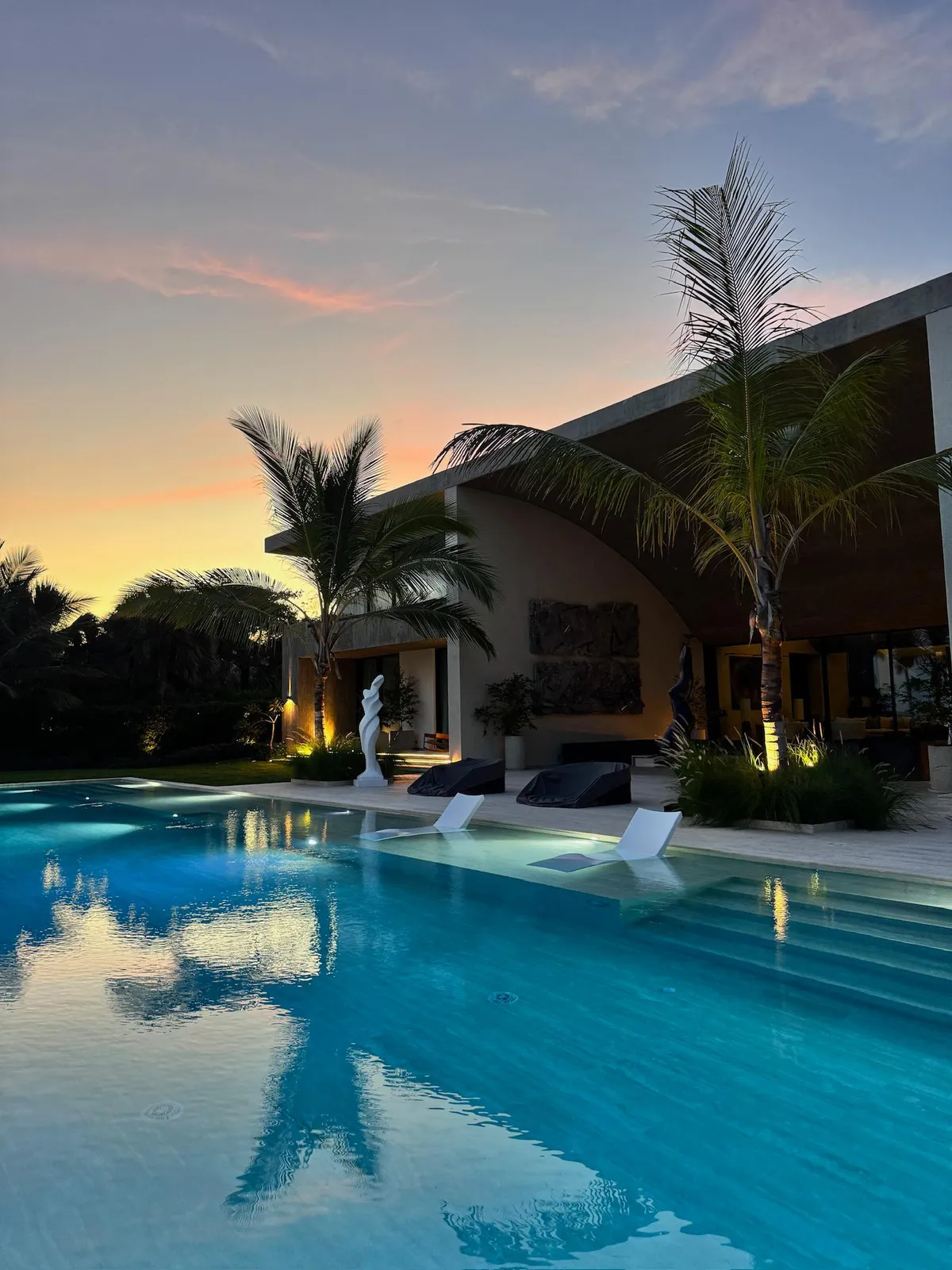 Arrecife pool terrace at sunset
